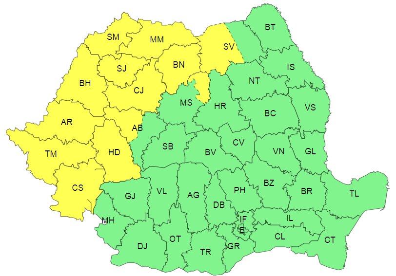 COD GALBEN  de vreme instabilă la Satu Mare