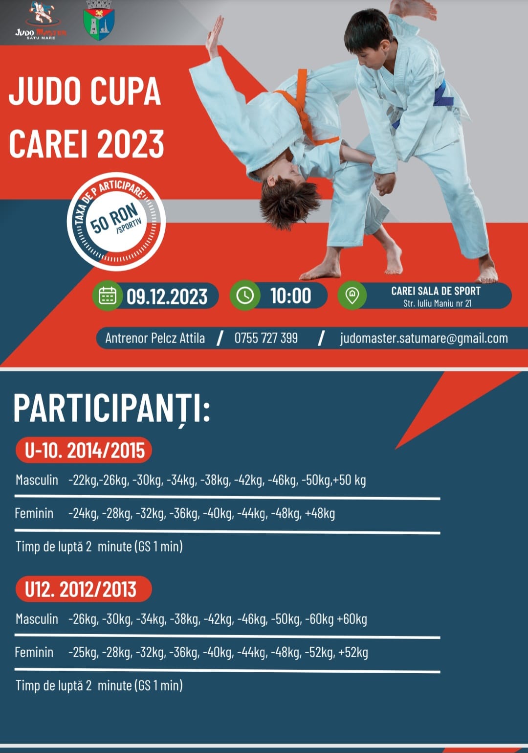 Eveniment. CS Judo Master organizează a 2-a ediției a Cupei Carei