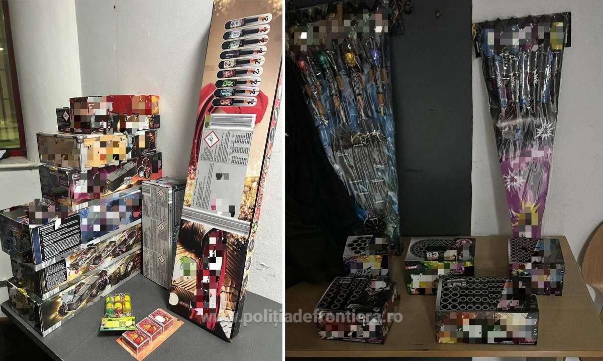 FOTO. Adevărat ARSENAL PIROTEHNIC, depistat la Vama Petea