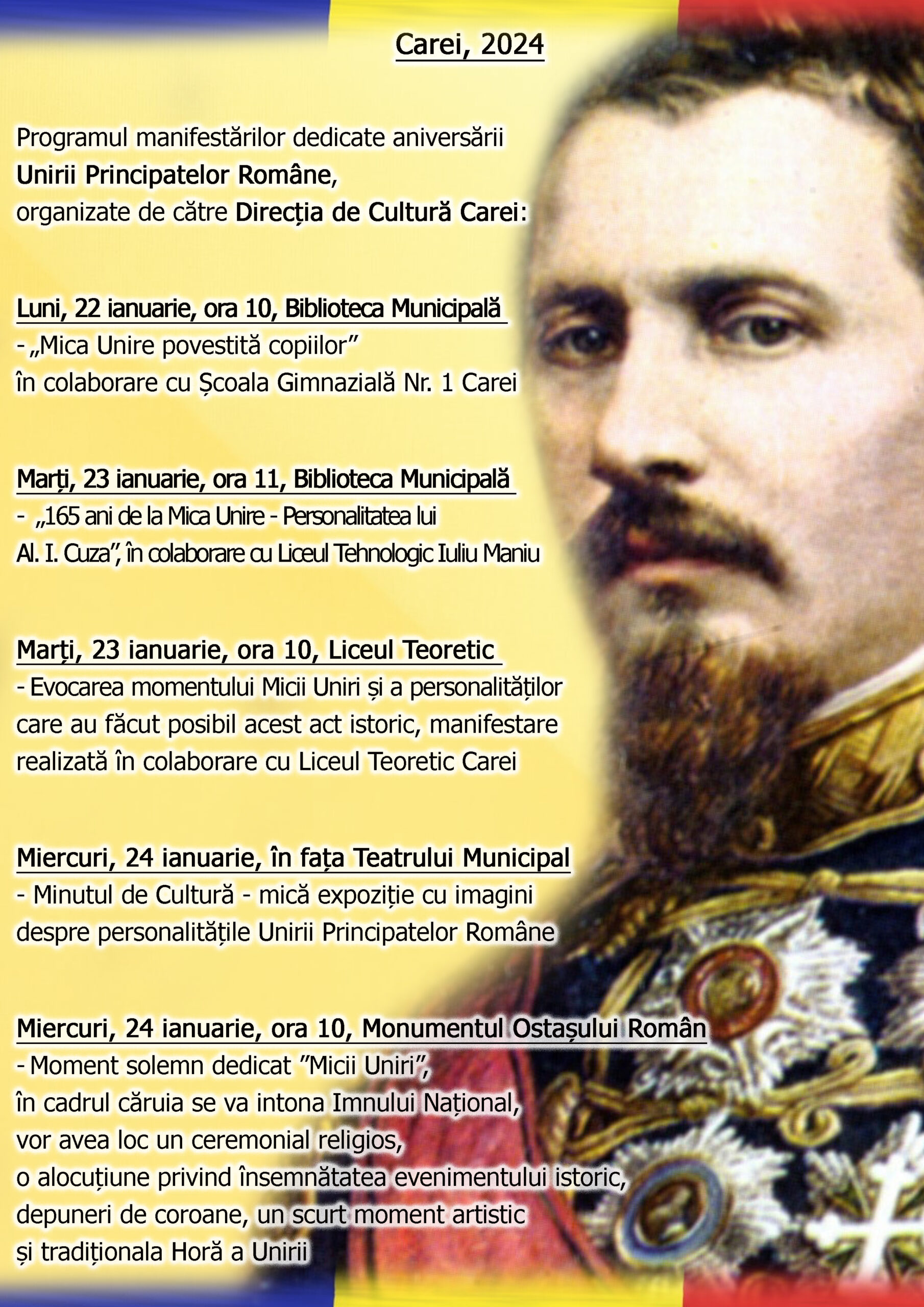 Unirea Principatelor Române marcată la Carei