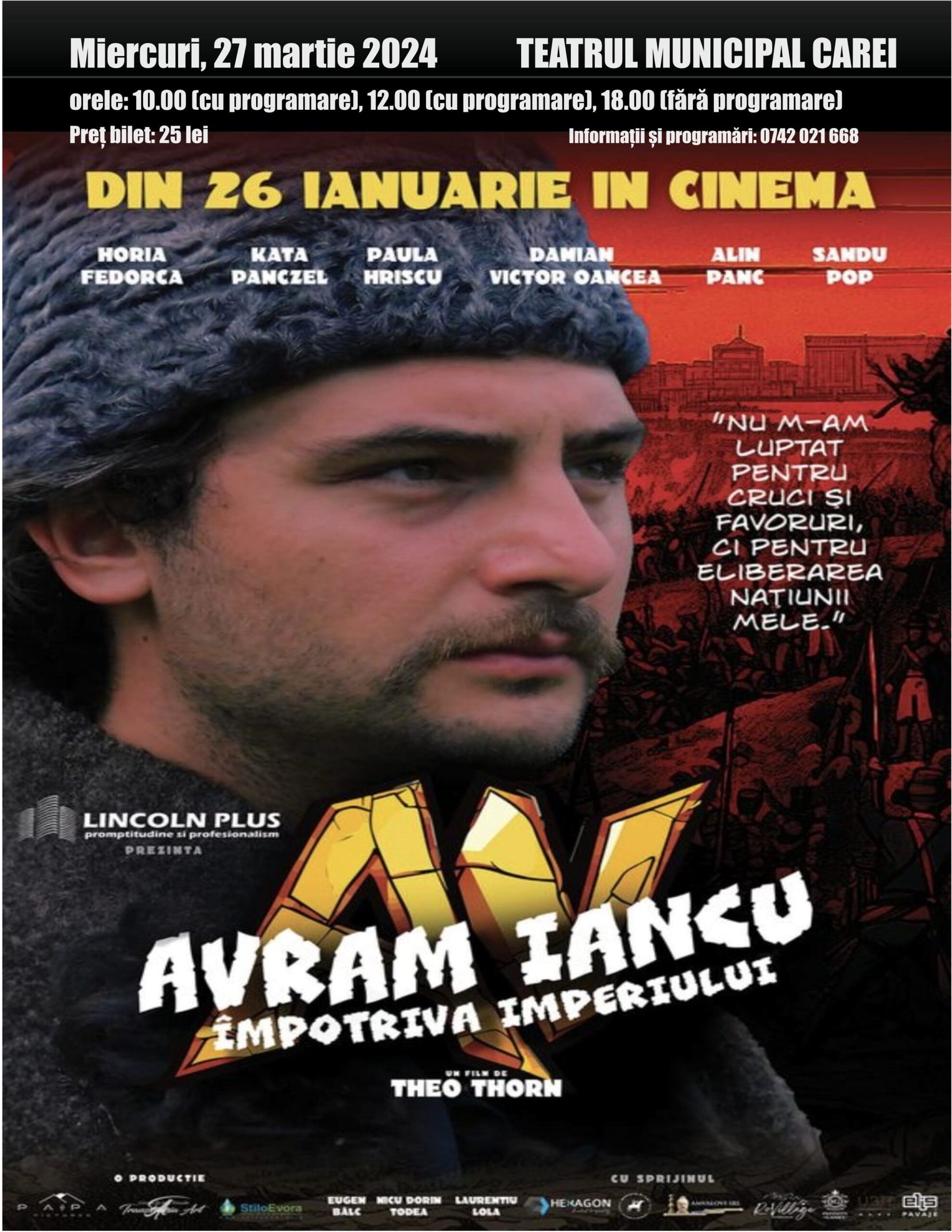 Se amână proiecțiile filmului “Avram Iancu împotriva imperiilor”