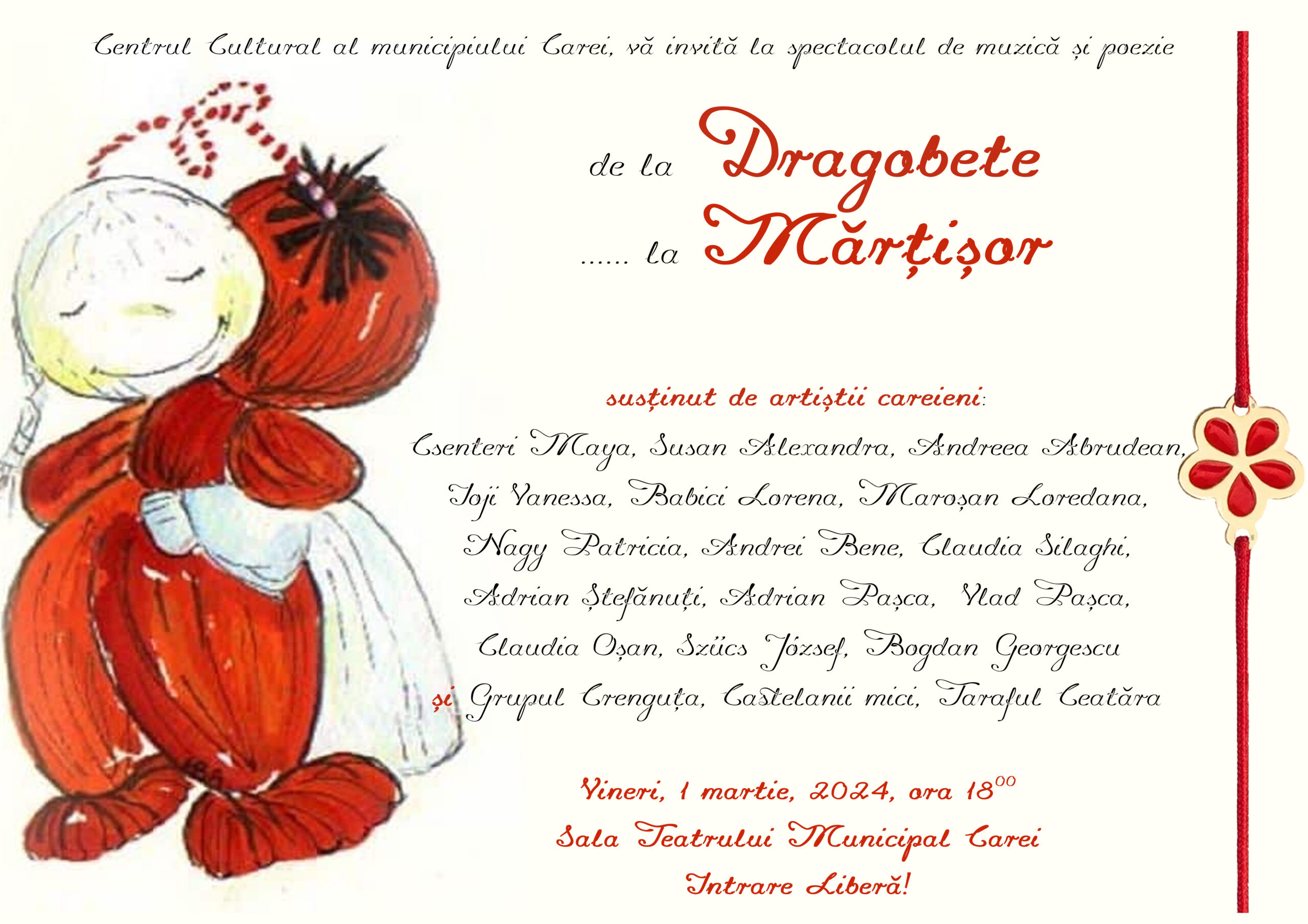 „de la Dragobete ... la Mărțișor”, un spectacol organizat de Centrul Cultural al municipiului Carei