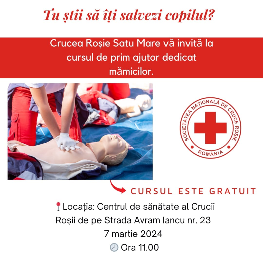 Curs de prim ajutor dedicat mămicilor, susținut de Crucea Roșie