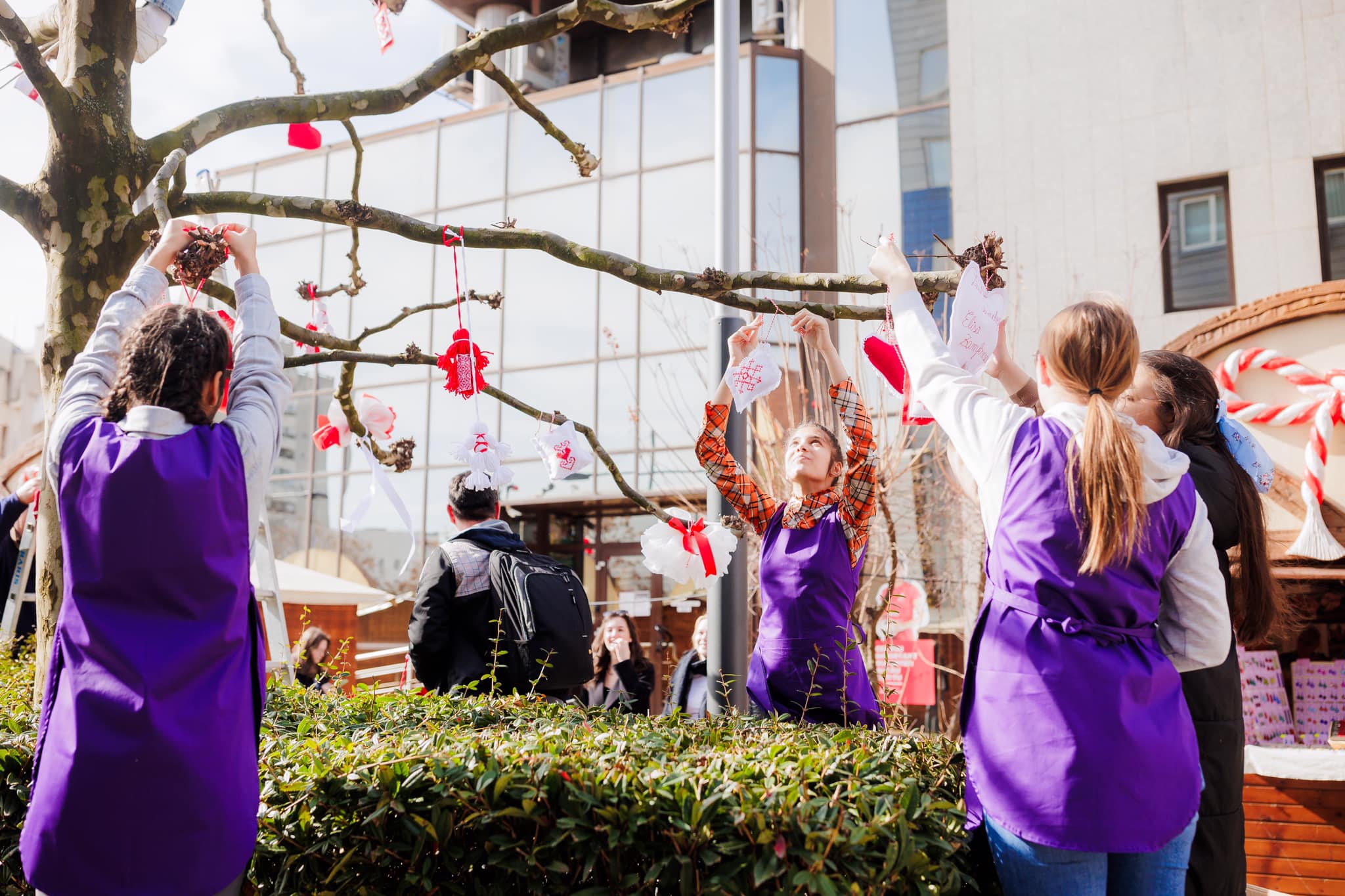 Elevele Liceului Tehnologic “Elisa Zamfirescu” înfrumusețează Pasajul Corneliu Coposu cu mărțișoare