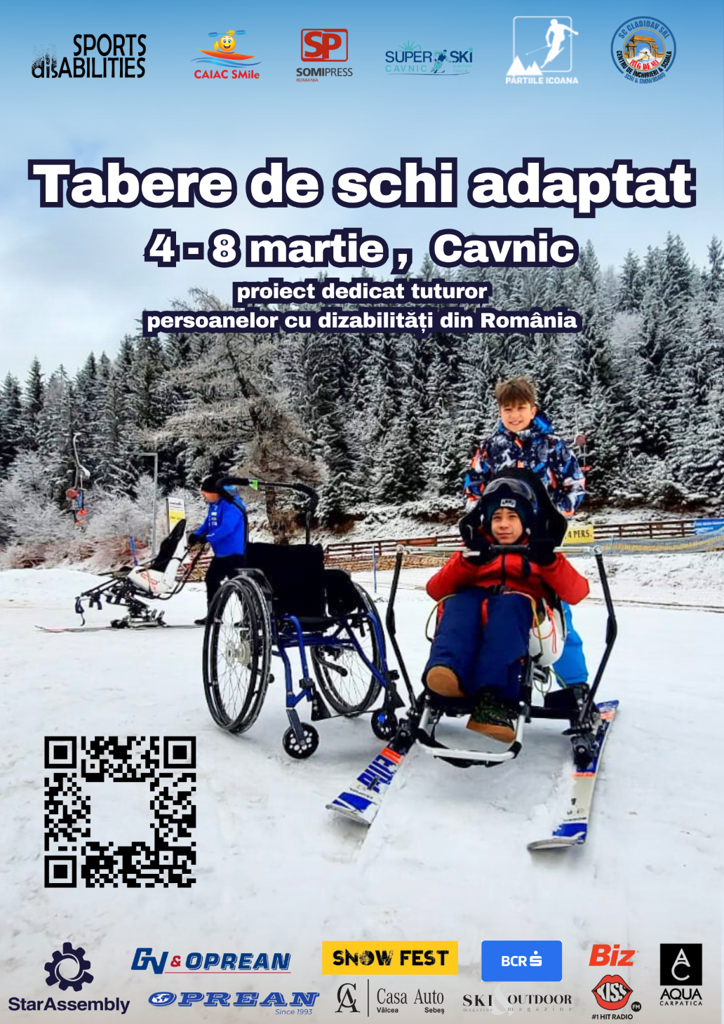CAIAC SMILE. Cea de-a șaptea tabără de schi adaptat persoanelor cu dizabilități va avea loc între 4 și 8 martie, la Cavnic
