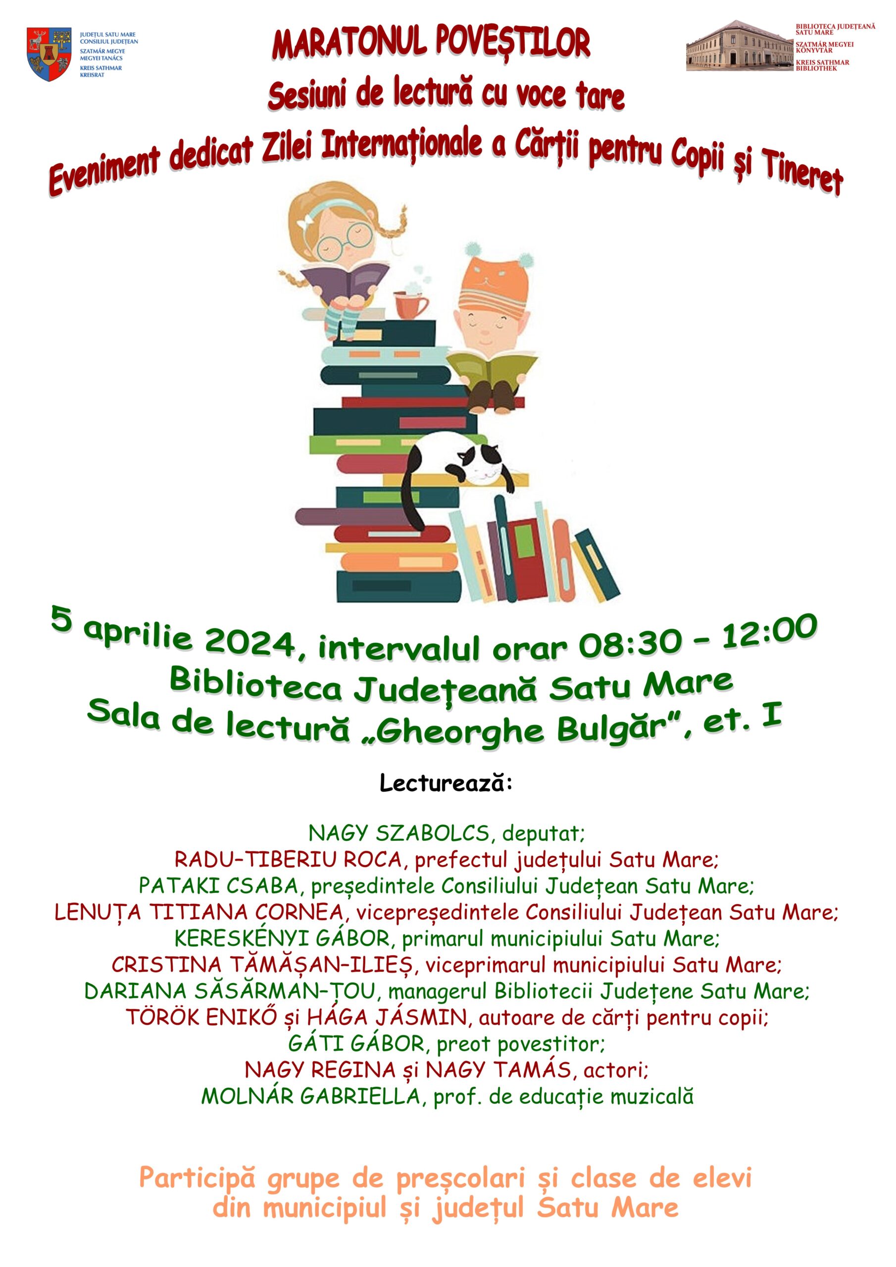 Maratonul poveștilor”, încheie seria evenimentelor dedicate  Zilei Internaționale pentru Copii și Tineret,  în organizarea Bibliotecii Județene Satu Mare