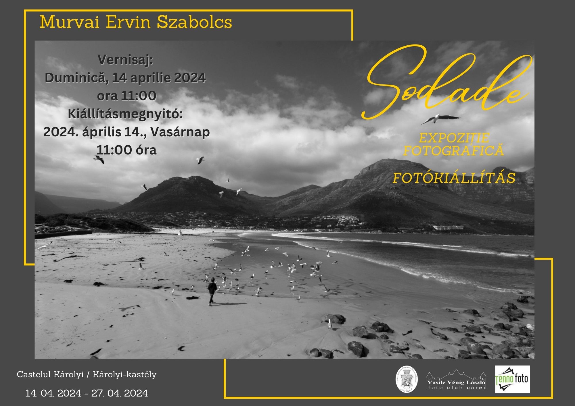 Vernisajul expoziției de fotografie personală a fotografului Murvai Ervin Szabolcs, intitulată „Sodade” va avea loc la Castelul Károlyi din municipiul Carei