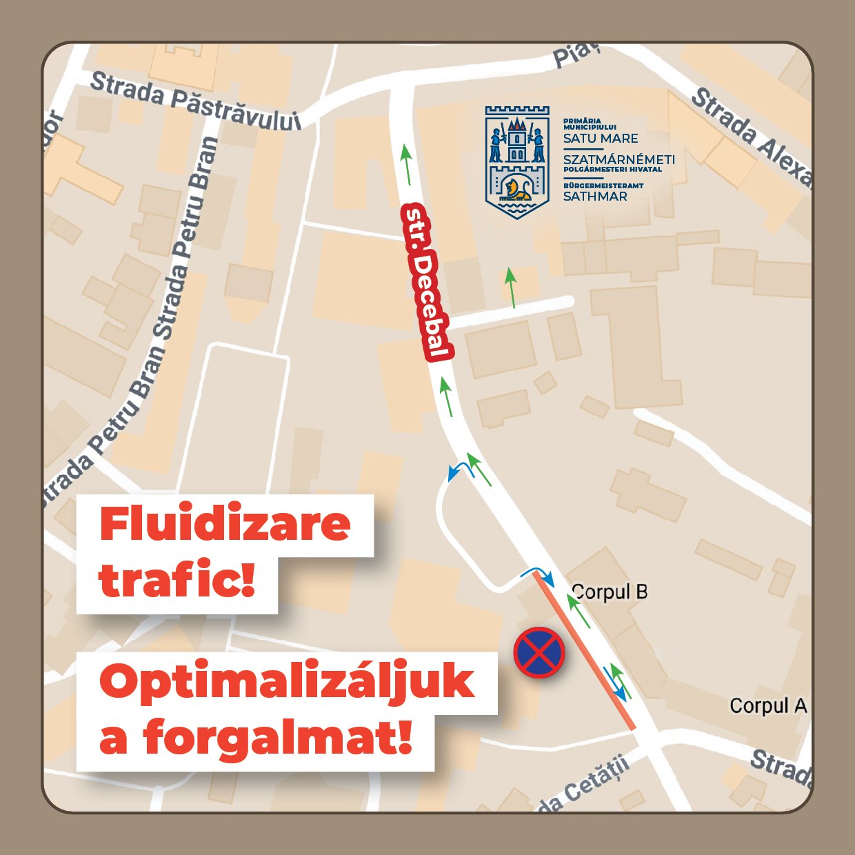 Strada Decebal, cu dublu sens pe un anumit tronson