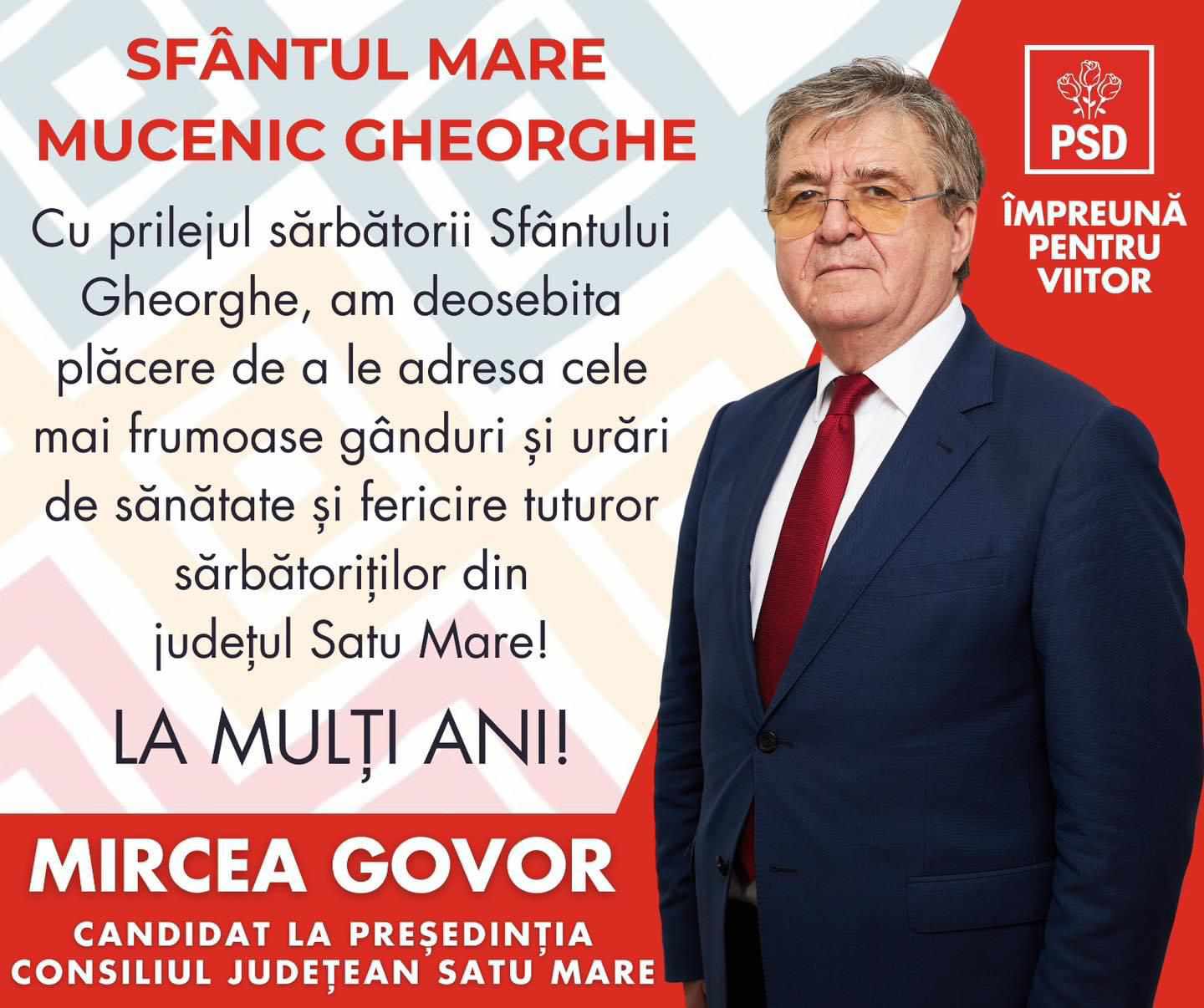 Mircea Govor transmite un călduros LA MULȚI ANI celor care azi își sărbătoresc onomastica
