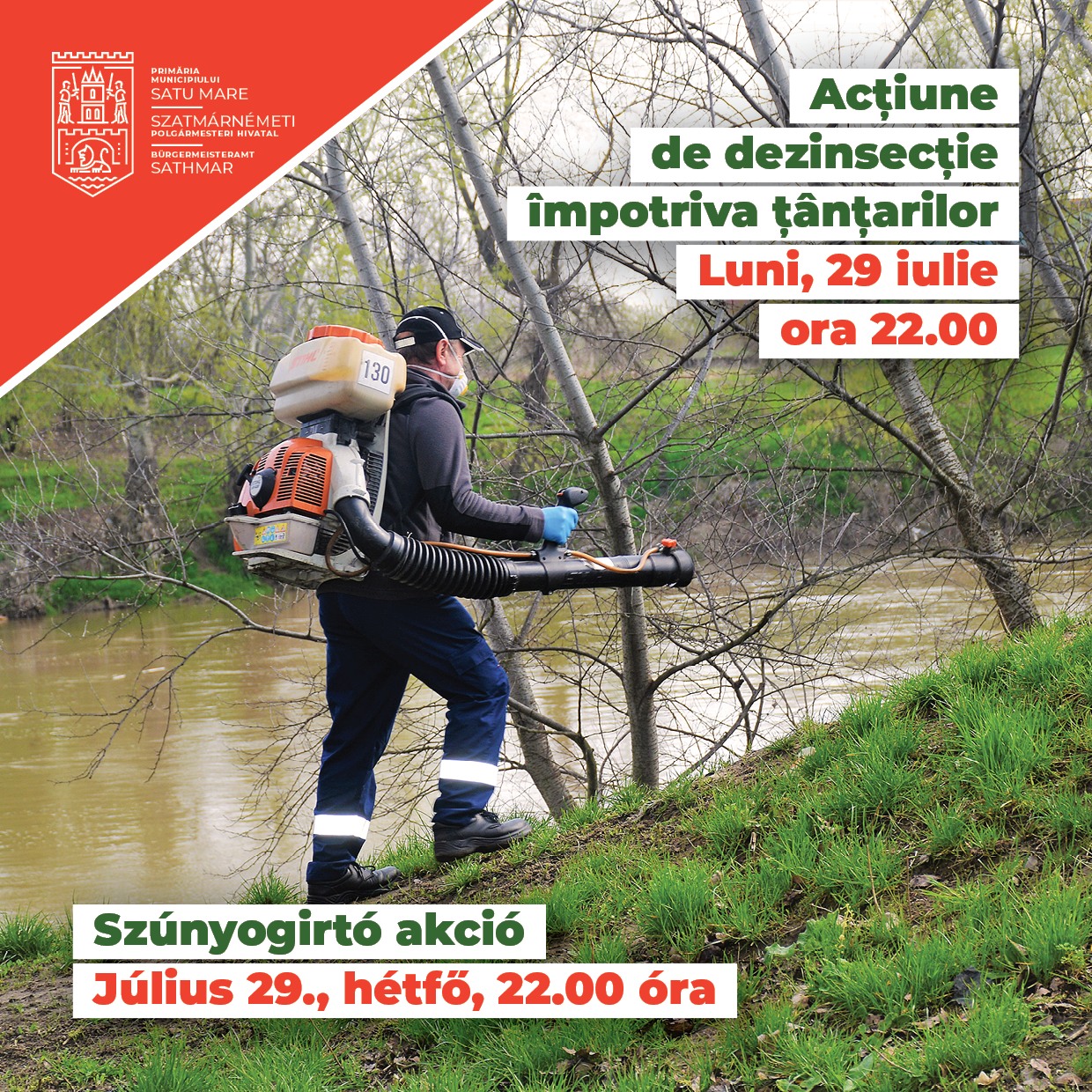 Va avea loc o nouă acțiune de dezinsecție împotriva țânțarilor, luni