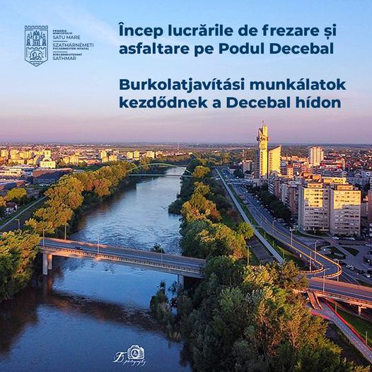 FOTO. Încep lucrările de frezare și asfaltare pe Podul Decebal din Satu Mare.