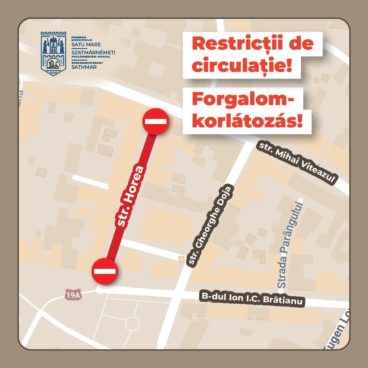 Lucrări de reparații la carosabil pe strada Horea din municipiul Satu Mare.