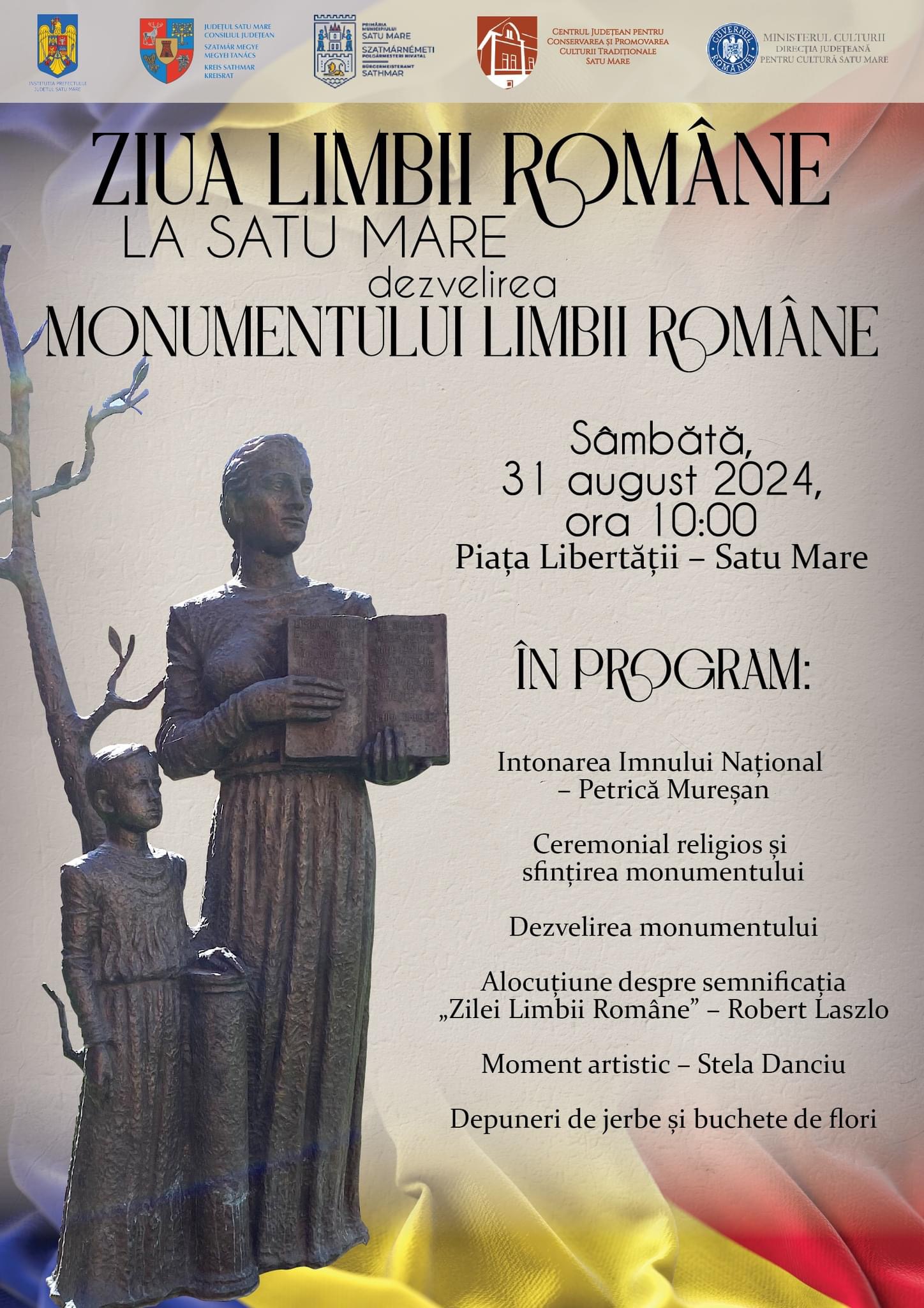 Ziua Limbii Române sărbătorită la Satu Mare prin dezvelirea Monumentului Limbii Române
