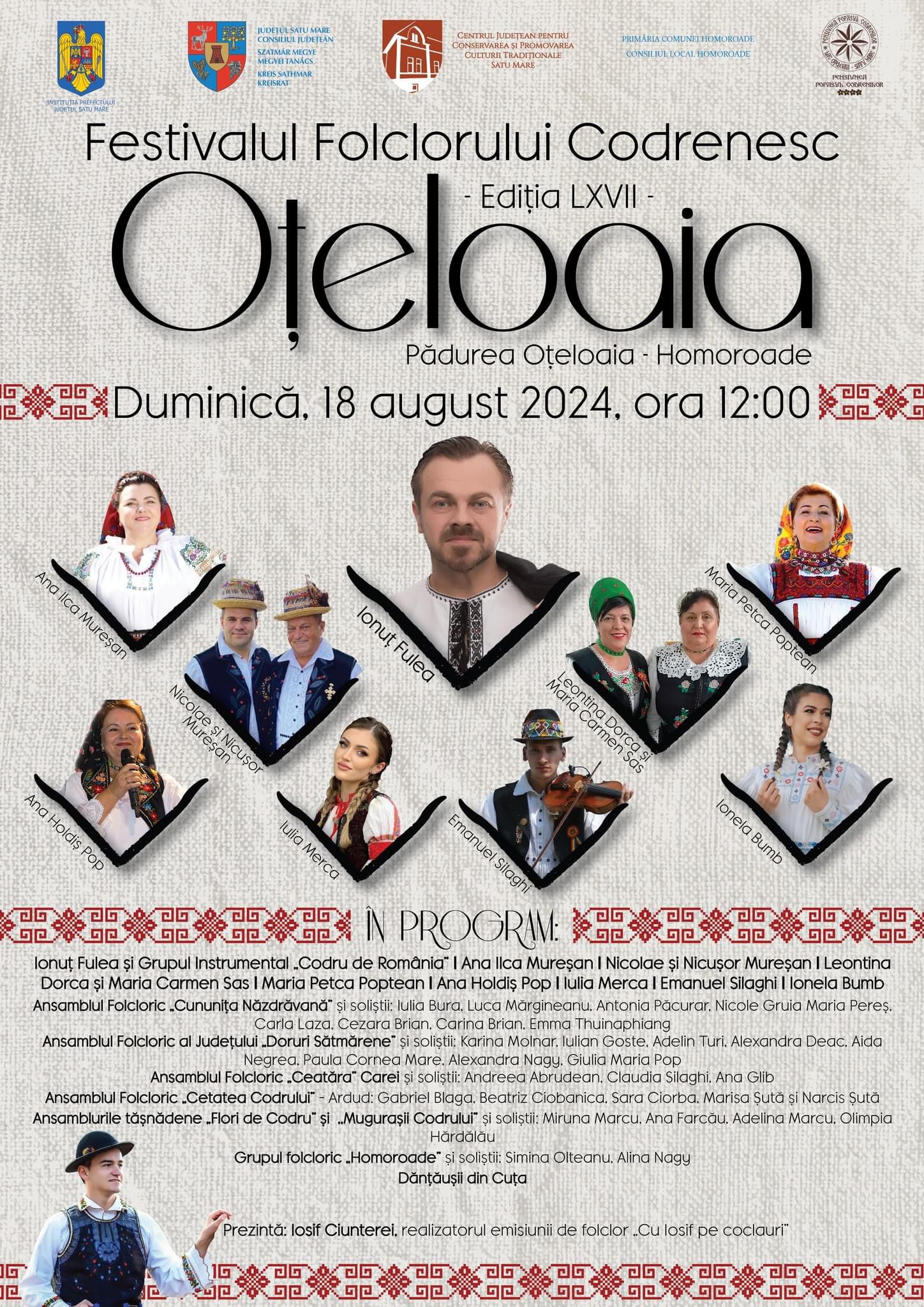 Festivalul Folclorului Codrenesc „Oțeloaia” la cea de-a LXVII- a ediție