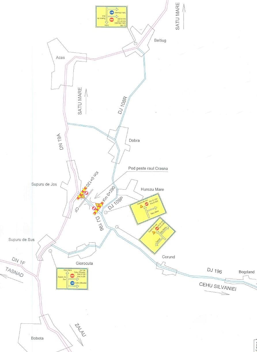 Restricție totală de circulație între localitățile Supuru de Jos și zona denumită Fărcășura.