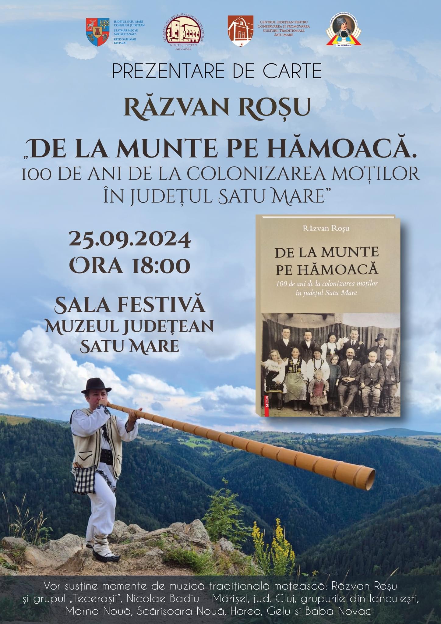Lansarea volumului „De la munte pe hămoacă. 100 de ani de la colonizarea moților”, autor Răzvan Roșu.