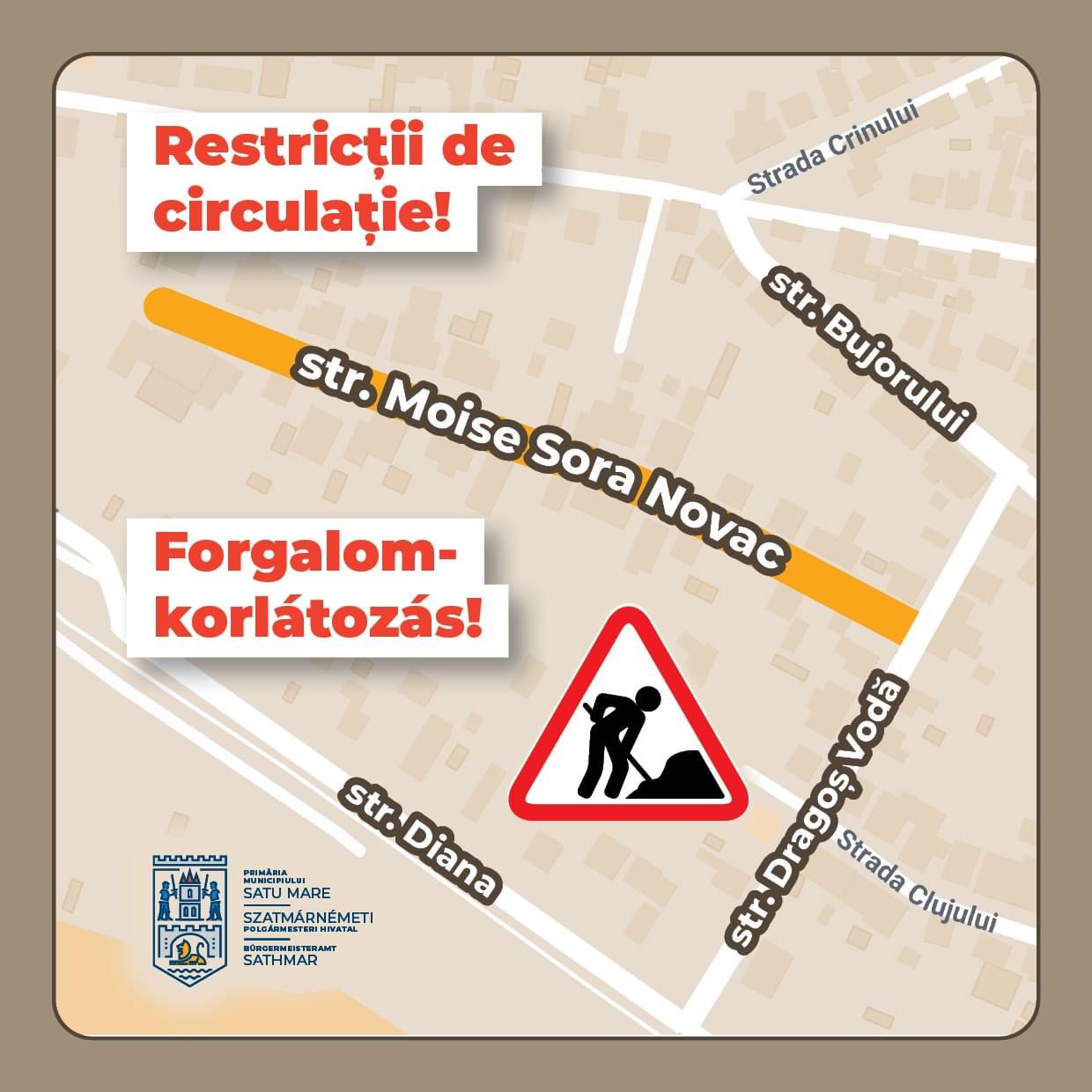 Încep lucrările de reparații la trotuare și carosabil pe strada Moise Sora Novac.