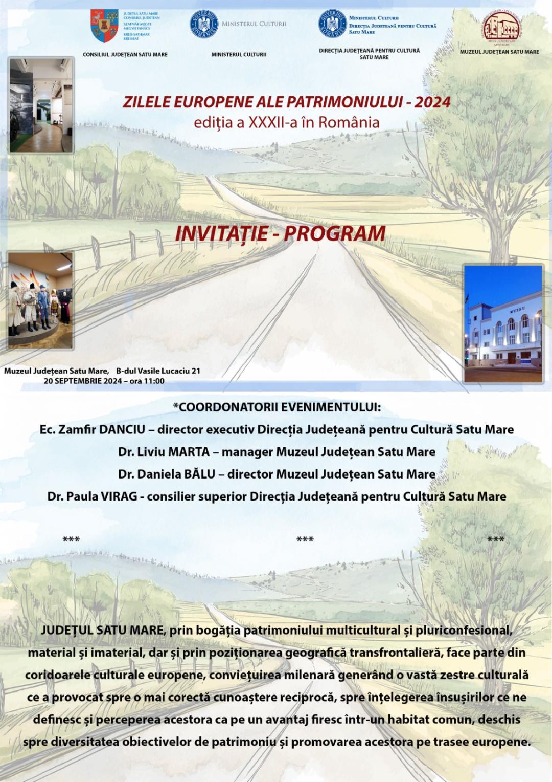 Zilele Europene ale Patrimoniului, marcate de Muzeul Județean Satu Mare
