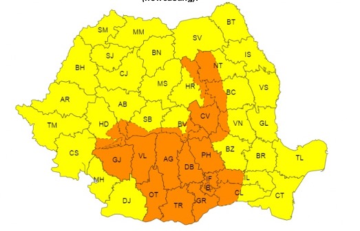 AVERTIZARE METEOROLOGICĂ. COD GALBEN de  instabilitate atmosferică în județ la acest sfârșit de săptămână