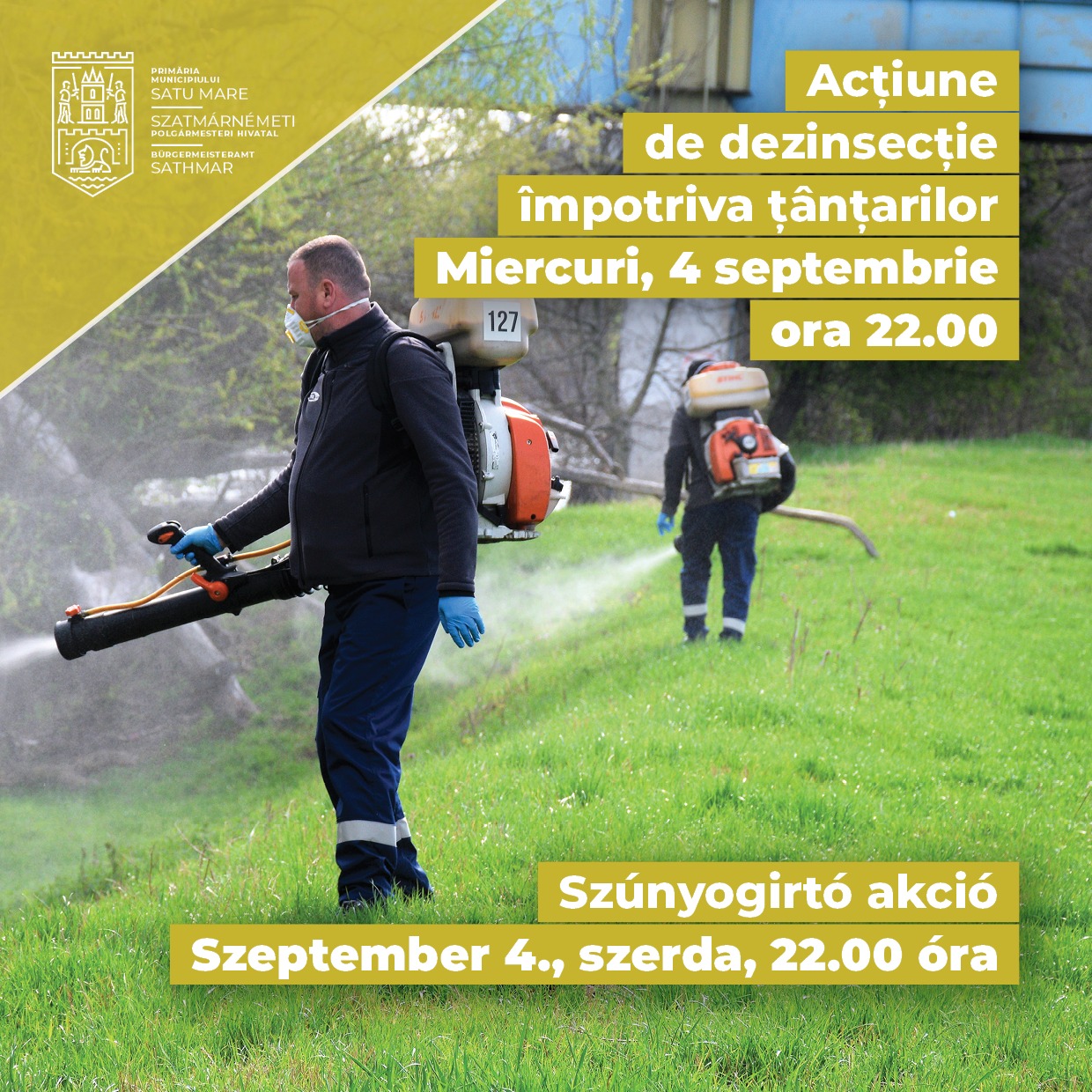 O nouă acțiune de dezinsecție împotriva țânțarilor la Satu Mare