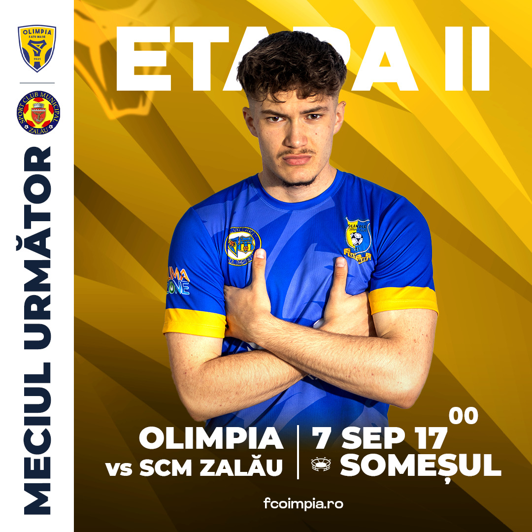 Liga a 3-a. Olimpia MCMXXI Satu Mare- SCM Zalău se vede la FRFTV