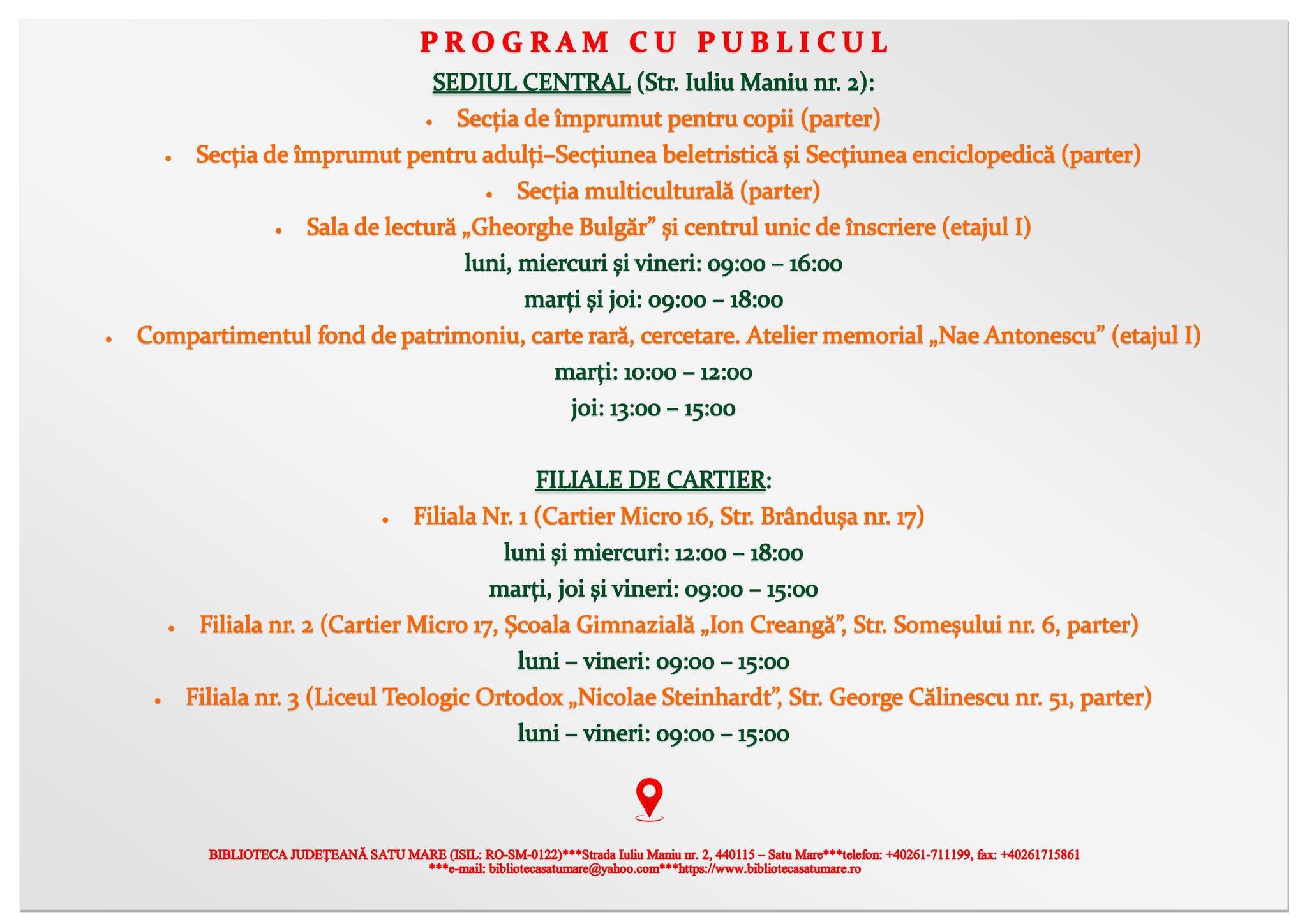 Biblioteca Județeană Satu Mare revine la programul extins