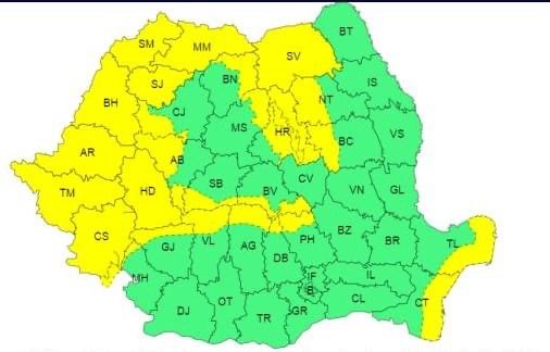 ATENȚIONARE METEOROLOGICĂ!  COD GALBEN - intensificări ale vântului