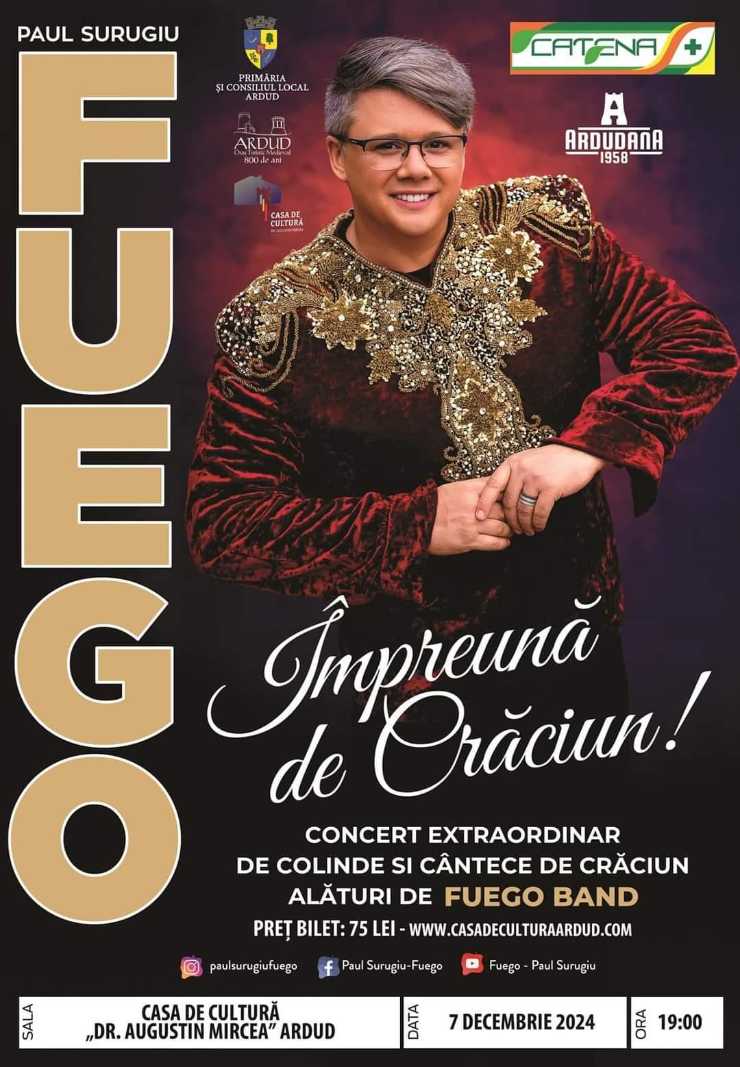 ,,Împreună de Crăciun“ - spectacol de colinde în interpretarea îndrăgitului artist Fuego, la Ardud