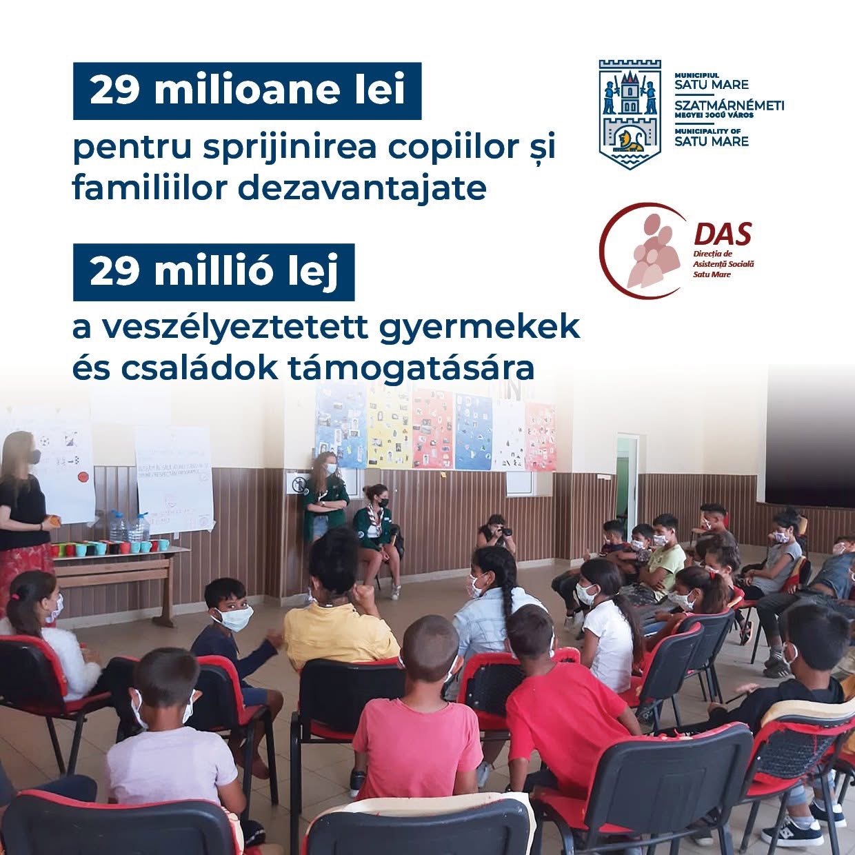 Primăria Municipiului Satu Mare va investi peste 29 milioane lei, din fonduri europene, pentru sprijinirea copiilor și familiilor dezavantajate