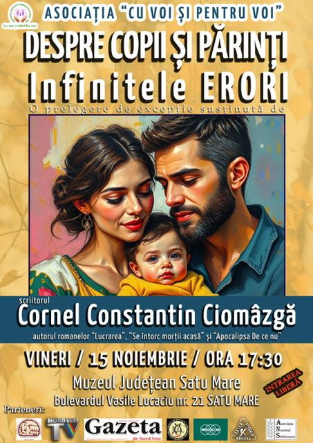 ASOCIAȚIA CU VOI ȘI PENTRU VOI organizează prelegerea DESPRE COPII ȘI PĂRINȚI - Infinitele ERORI