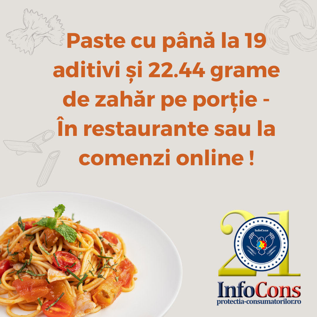 Paste cu până la 19 aditivi și 22.44 grame de zahăr pe porție - În restaurante sau la comenzi online !