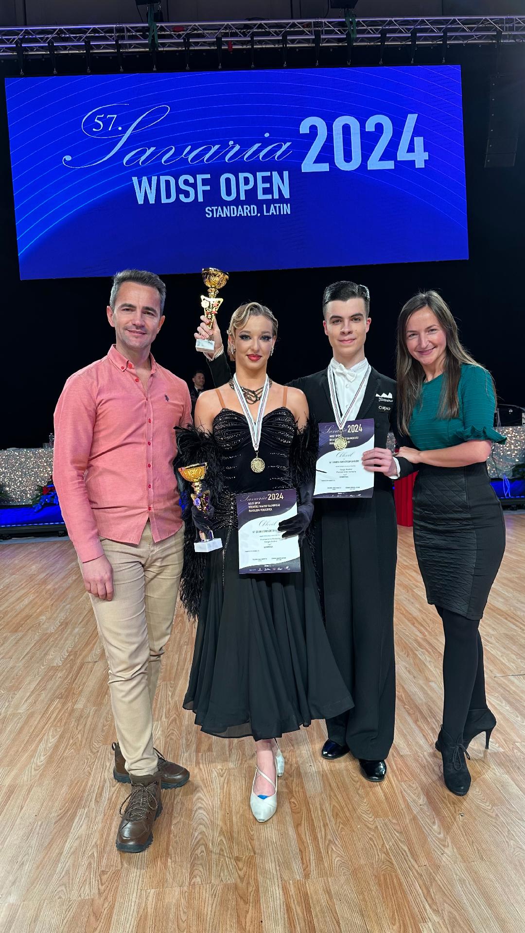 Perechea Varga Andrei- Iulia Pușcaș, locul 1 la concursul WDSF-Savaria 2024 din Ungaria