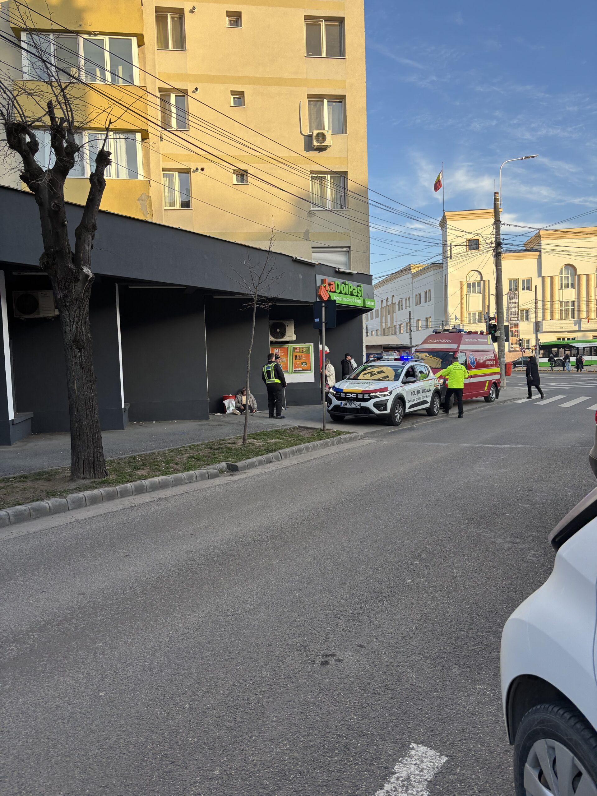 FOTO. Femeie căzută, inconștientă, intervenția Poliției Locale și SMURD