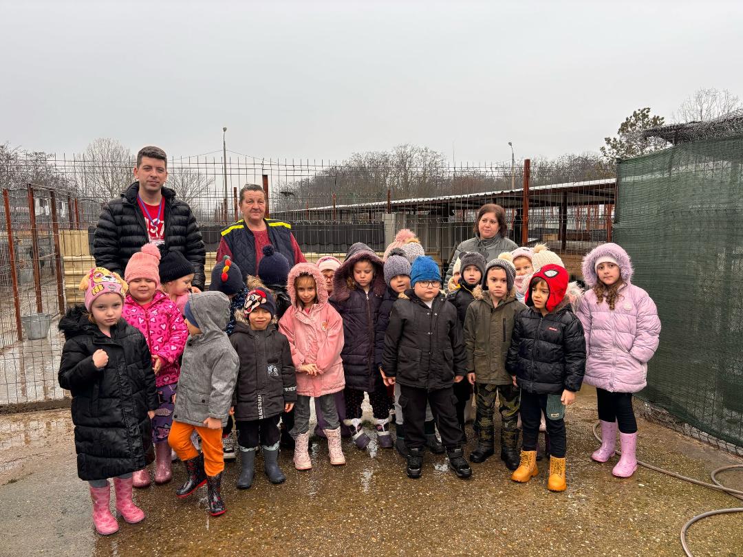 FOTO. GRUPA MARE “ABLINUȚELOR” DE LA G.P.P NR 5 SATU MARE, ÎN VIZITA LA ADĂPOSTUL DE CÂINI “FREE LIFE”