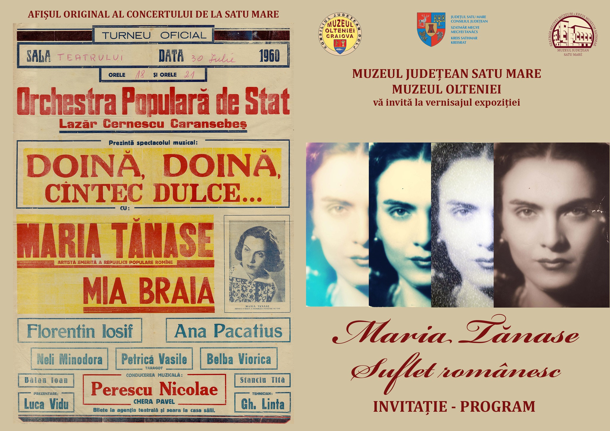 Expoziție-eveniment la Muzeul Județean Satu Mare: „Maria Tănase – Suflet românesc”