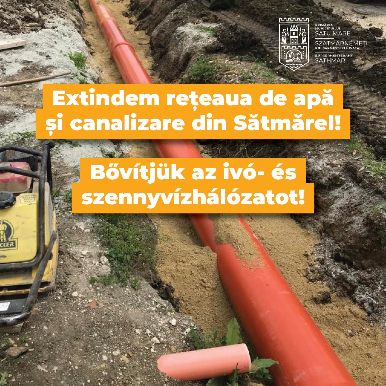 Satu Mare demarează extinderea rețelei de apă și canalizare în cartierul Sătmărel: investiție de 12,6 milioane de lei