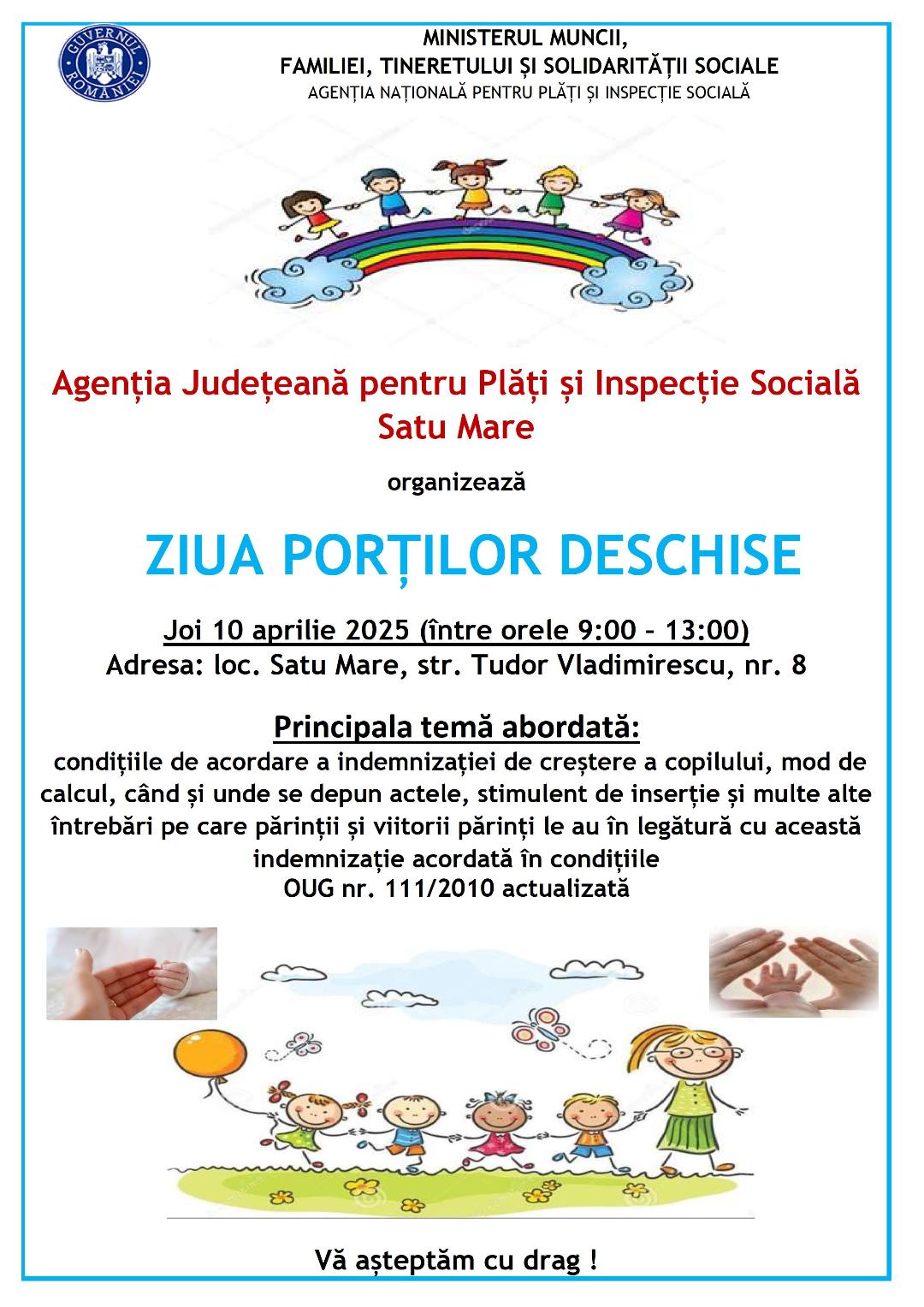 „Ziua Porților Deschise” organizată de Agenția Județeană pentru Plăți și Inspecție Socială Satu Mare