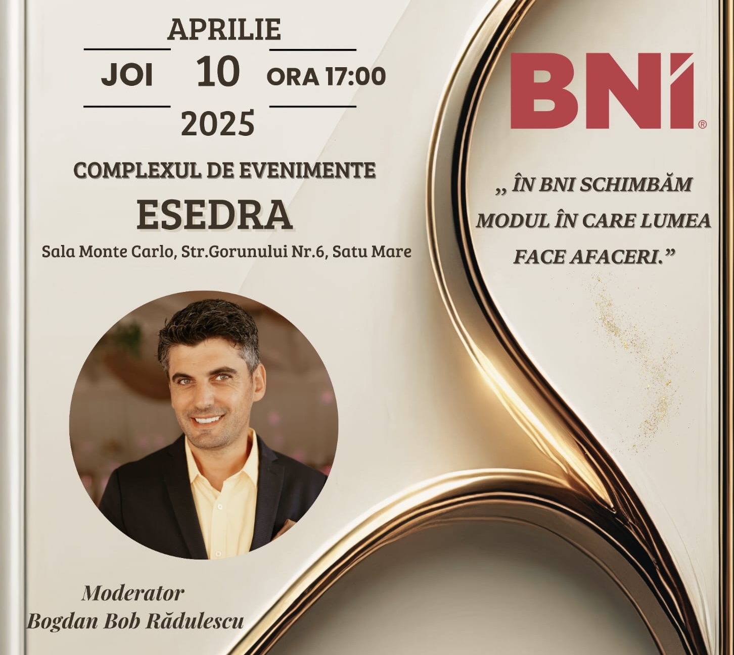 Bogdan Bob Rădulescu vine la Gala BNI Satu Mare!