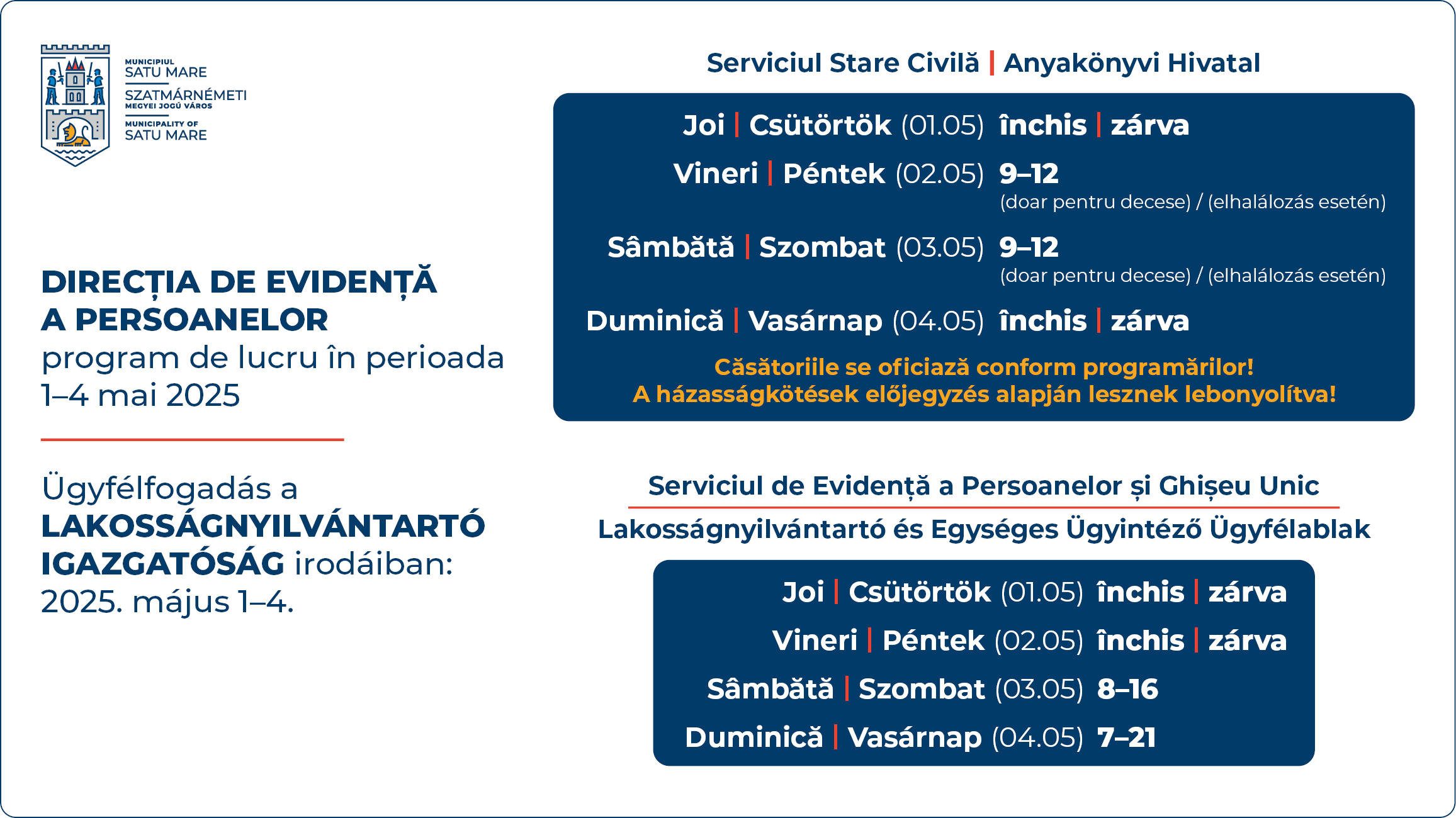 Program special la Direcția de evidență a persoanelor și casieriile DITL în perioada 1-4 mai