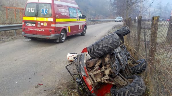 Accident rutier la Tarna. S-a răsturnat cu un ATV