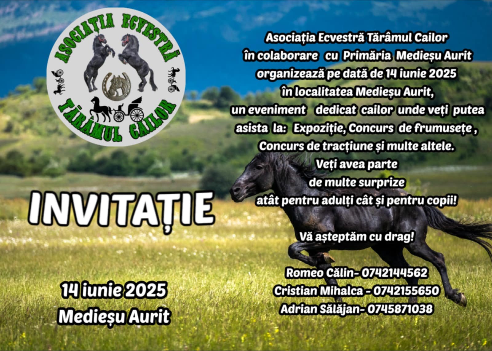 Spectacol ecvestru de neuitat, pe 14 iunie 2025, la Medieșu Aurit:
