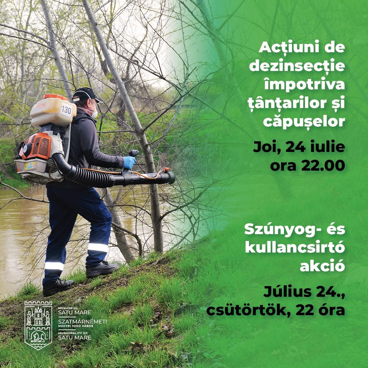 Dezinsecție împotriva căpușelor și țânțarilor în municipiul Satu Mare