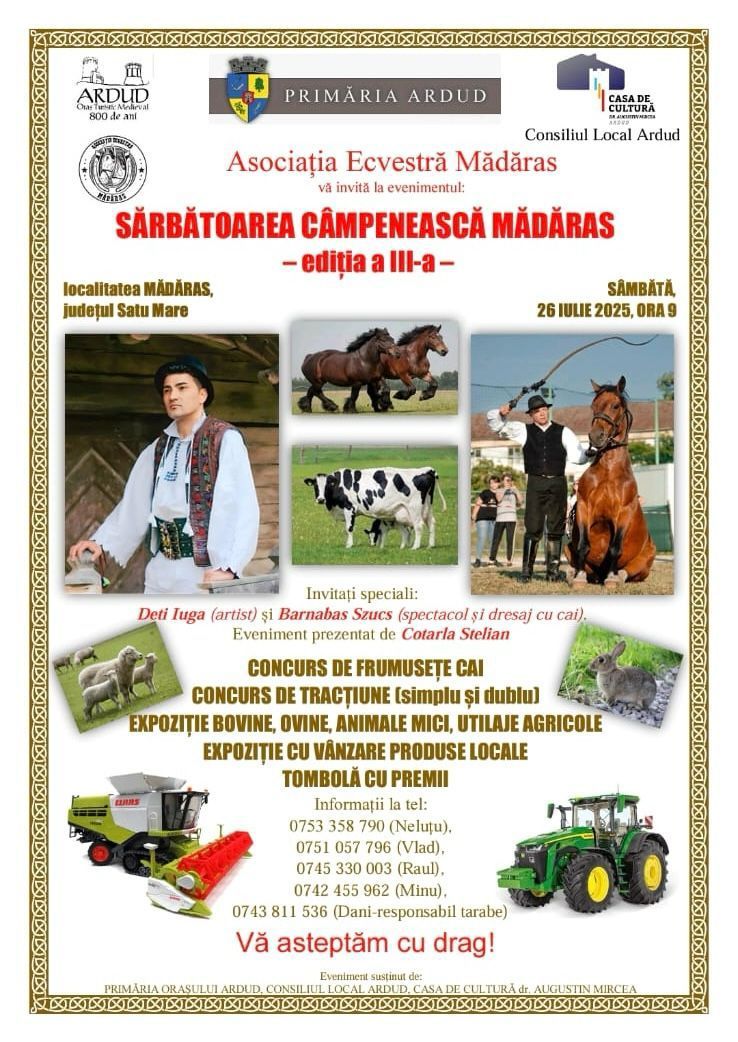 Mădărasul, în sărbătoare! Deți Iuga și tradițiile autentice revin la viață la cea de-a III-a ediție a Sărbătorii Câmpenești