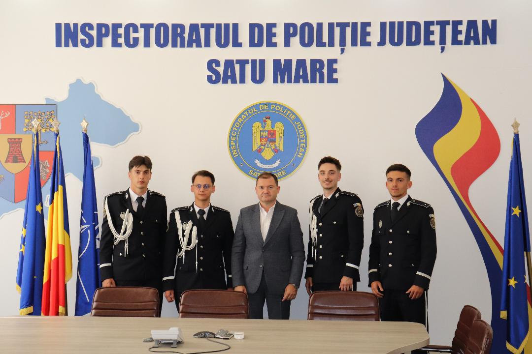 Patru ofițeri absolvenți ai Academiei de Poliție „Alexandru Ioan Cuza” s-au alăturat echipei Inspectoratului de Poliție Județean Satu Mare