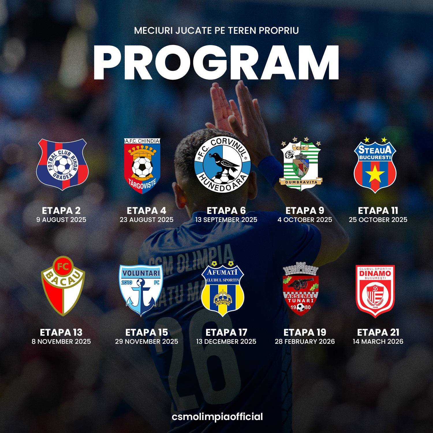CSM Olimpia și-a aflat programul din Liga a 2-a! Debut în deplasare la Reșița . Steaua , Dinamo și Corvinul vin la Satu Mare