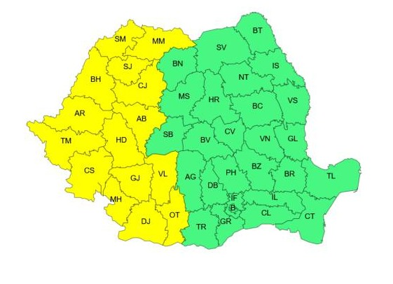 ATENȚIONARE METEOROLOGICĂ - COD GALBEN CANICULĂ ÎN JUDEȚ