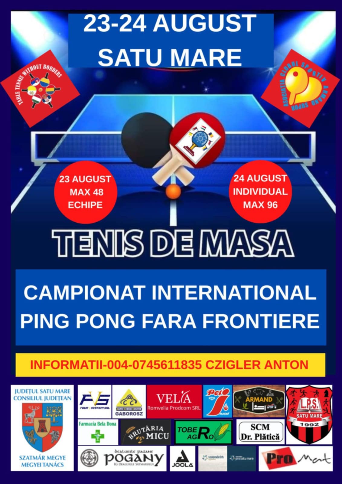 TENIS. Campionatul Internațional „Ping Pong Fără Frontiere” ajunge la Satu Mare