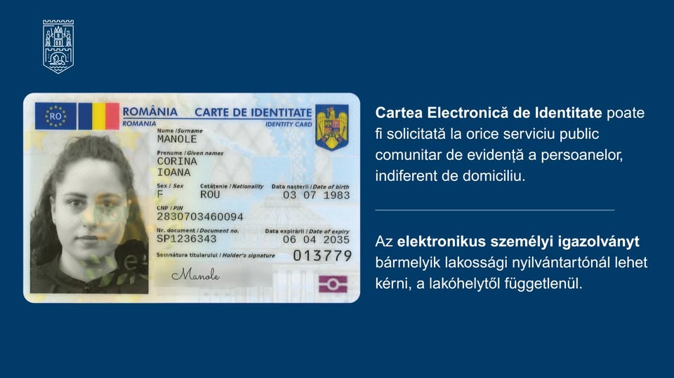 Noutăți importante privind Cartea Electronică de Identitate: cererile pot fi depuse la orice serviciu de evidență a persoanelor, indiferent de domiciliu