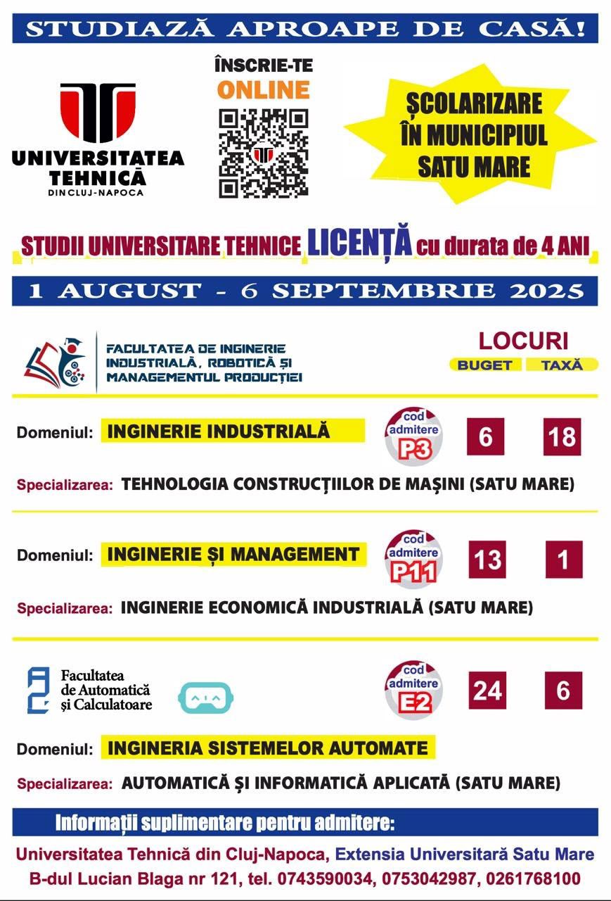 CJ Satu Mare sprijină UTCN din cadrul  extensiei Satu Mare