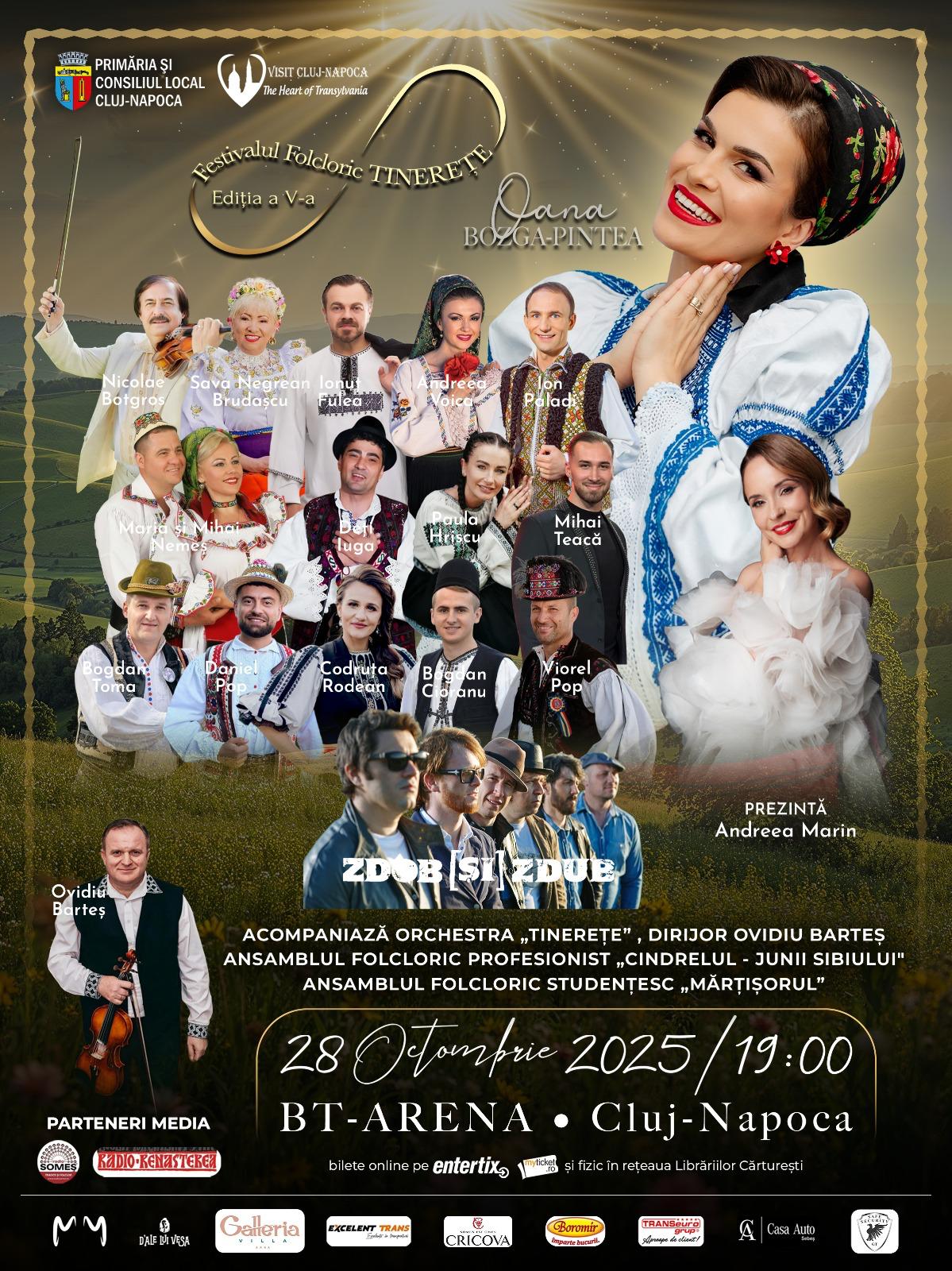 Sătmăreanca Oana Bozga-Pintea prezintă: „Festivalul Folcloric TINEREȚE”- cel mai dinamic spectacol folcloric al anului, la BT Arena Cluj-Napoca